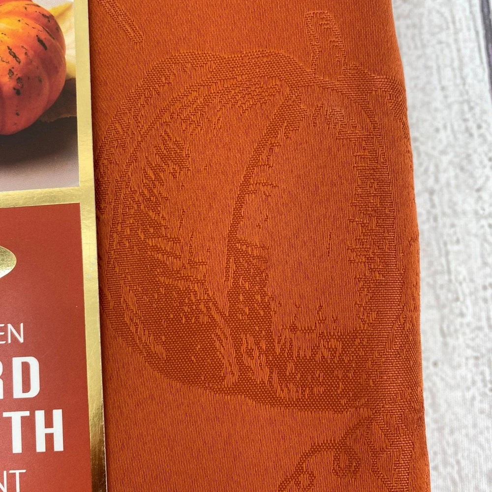Colordrift Tablecloth 60x84 Orange Pumpkin Jacquard Fall Thanksgiving Holiday